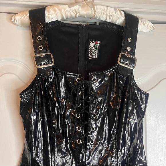 Vintage Lip Service Black Polyurethane Mini Dress Sz S Punk Goth Dark Vamp Rock - Picture 3 of 8